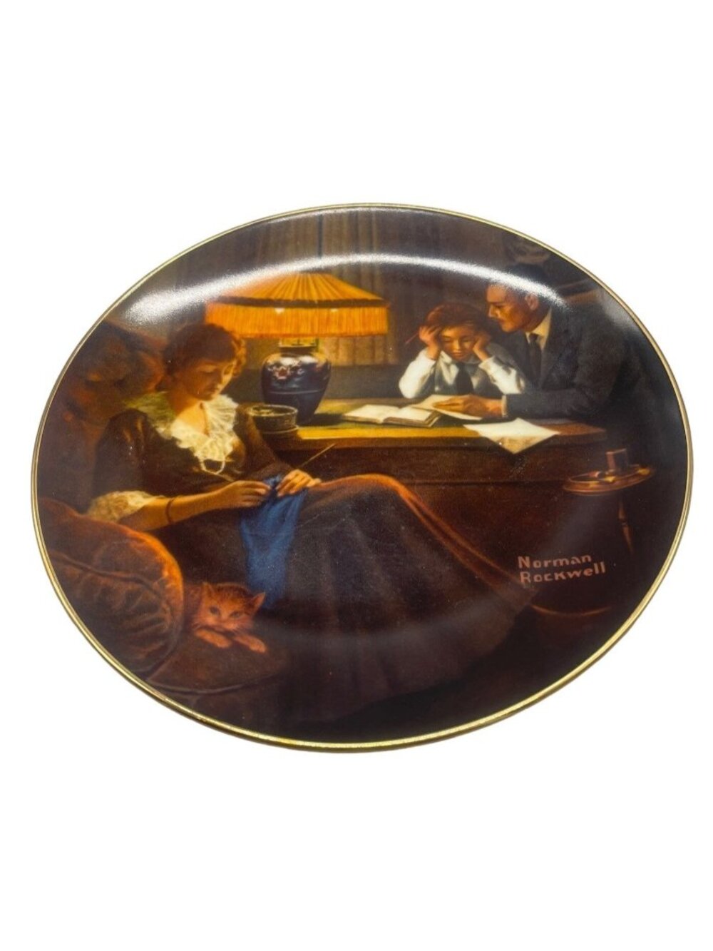 Norman Rockwell print on plate #10328Q Father's Help Knowles fine china READ